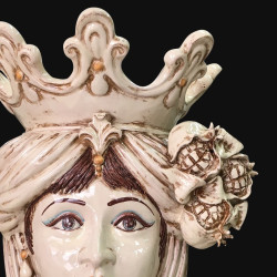 Ceramic Head with pomegranates h 40 Ivory Line female - Sofia Ceramica