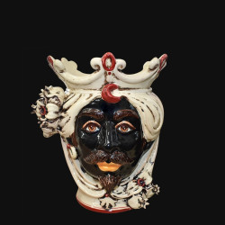Ceramic Head with pomegranates h 25 ivory line male - Sofia Ceramic