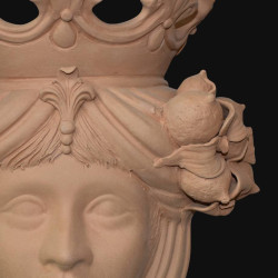 Ceramic Head with lemons h 40 terracotta female