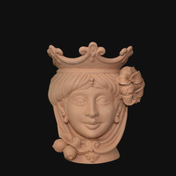 Ceramic Head with lemons h 25 terracotta female