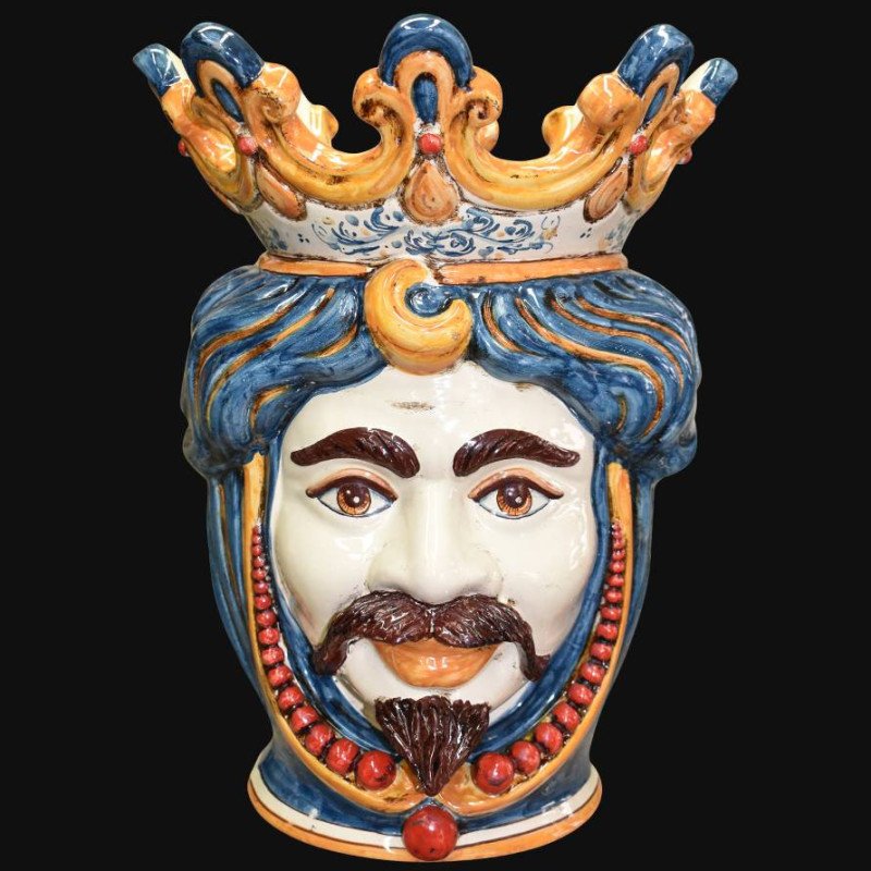 Coppia di teste di moro in ceramica siciliana di Caltagirone Sofia la maiolica Coppia di teste di moro in ceramica siciliana di Caltagirone Sofia la maiolica