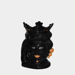 Vase head h 20 black with beads orange woman