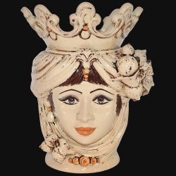 Ceramic Head with lemons h 40 Ivory Line female - Sofia Ceramic
