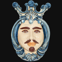 Ceramic Head of Sicily h 38 mono blue male - Sofia Ceramiche artistic Ceramics