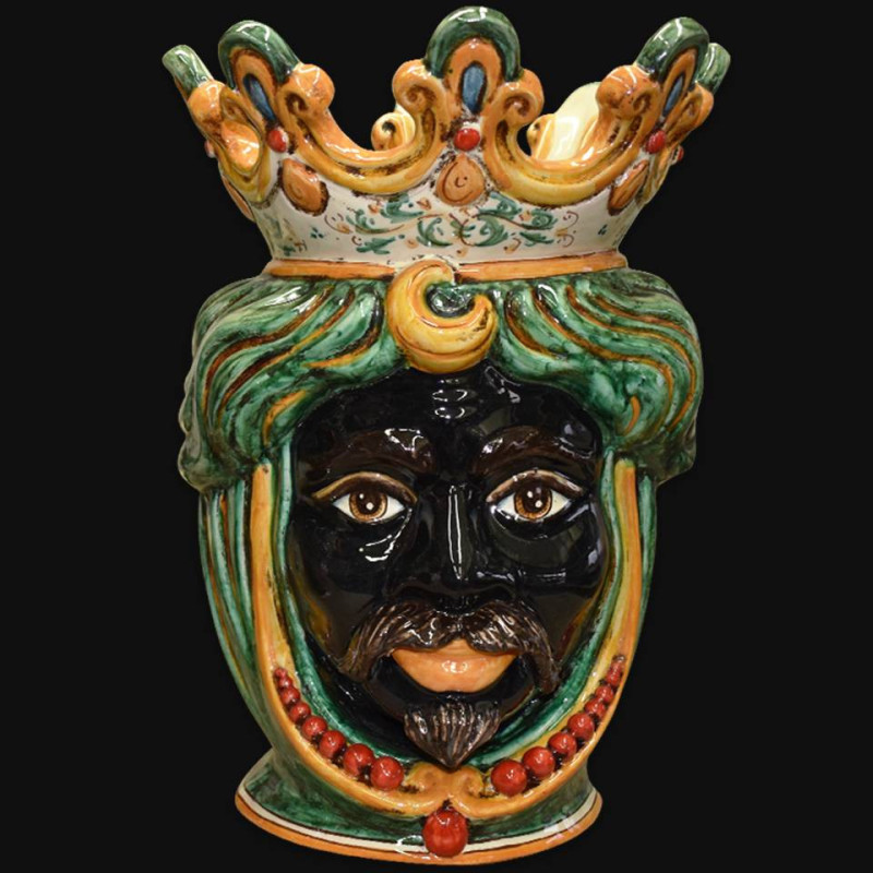 Vaso testa di Caltagirone in ceramica artistica modellata a mano