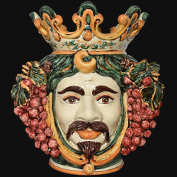 Ceramic Head with grapes h 40 green/orange male