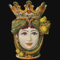 Ceramic Head with lemons h 40 green/orange female