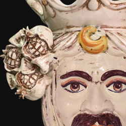 Ceramic Head with pomegranates h 40 Ivory Line male - Sofia Ceramica