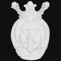 Ceramic Head with lemons h 40 white line male - Modern Moorish heads Sofia Ceramiche
