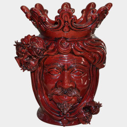 Ceramic Head with pomegranate h 40 bordeaux line male