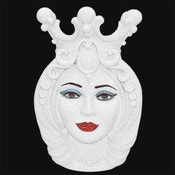 Ceramic Head h 38 white line female - Modern Moorish heads Sofia Ceramiche