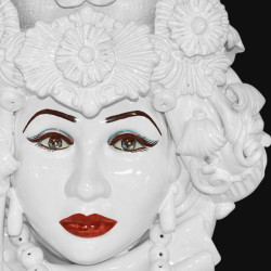 Testa h 50 turbante con espressione white line femmina - Teste di moro moderne Sofia Ceramiche