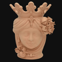 Ceramic terracotta Head with pomegranates h 40 female