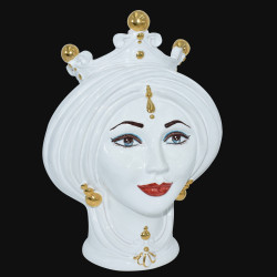 Testa h 30 White and Gold donna - Modern Moorish heads Sofia Ceramiche