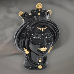 Testa h 30 Black and Gold donna - Modern Moorish heads Sofia Ceramiche