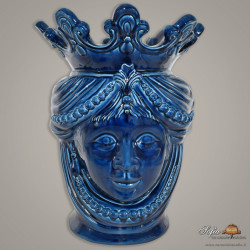 Testa h 40 liscia blu integrale femmina - Ceramiche moderne Vaso a testa