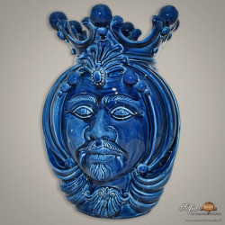Ceramic Head h 40 integral blue male - Modern Moorish heads Sofia Ceramiche