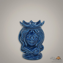 Testa h 15 con limoni blu integrale femmina - Ceramiche moderne Vaso a testa