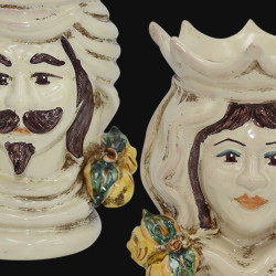 Pair of moor's heads h 15 cm in caltagirone ceramic