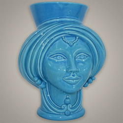 Testa h 30 integral turquoise woman - Modern Moorish heads Sofia Ceramiche