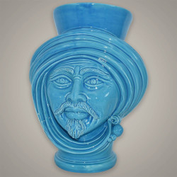 Testa h 30 Integral turquoise man - Modern Moorish heads Sofia Ceramiche