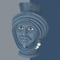 Testa h 30 Matt Blue maschio - Modern Moorish heads Sofia Ceramiche