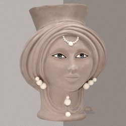 Testa h 30 Matt dove gray madreperla woman - Modern Moorish heads Sofia Ceramiche
