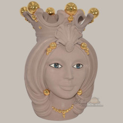 Testa h 38 tortora e oro opaco donna - Teste di moro moderne Sofia Ceramiche