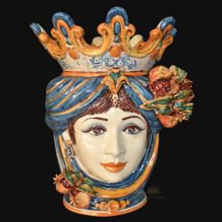 Vaso testa di moro in ceramica artistica di Caltagirone