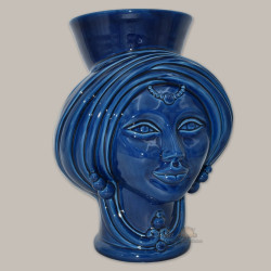 Testa h 30 Integral Blue donna corona liscia - Modern Moorish heads Sofia Ceramiche