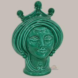 Testa h 30 Integral Green woman - Modern Moorish heads Sofia Ceramiche
