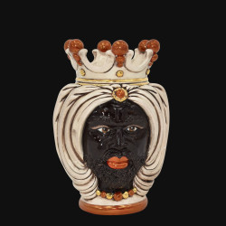 copy of Testa h 25 turbante madreperla con oro e lustri femmina - Modern Moorish heads Sofia Ceramiche