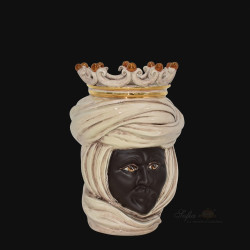 Testa h 20 tuareg madreperla con oro e lustri maschio - Mori siciliani di Caltagirone