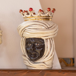 Testa h 20 tuareg madreperla con oro e lustri maschio - Mori siciliani di Caltagirone