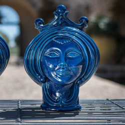 Testa h 30 Integral Blue donna - Modern Moorish heads Sofia Ceramiche