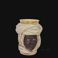 Testa h 20 tuareg madreperla con oro e lustri uomo - Mori siciliani di Caltagirone