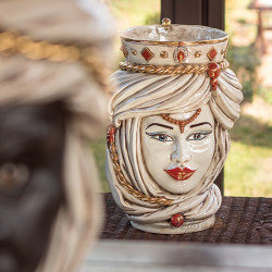 Testa h 40 madreperla antichizzato oro e lustri femmina - Ceramiche moderne Vaso a testa