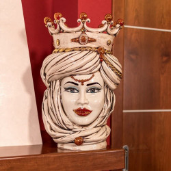 Moor's Head h 48 madreperla with gold Woman - Modern Moorish heads Sofia Ceramiche