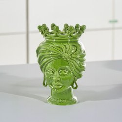 Modern Sicilian Moorish Head vase | Green Moor's Head h 20 tuareg