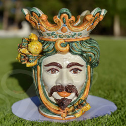 Ceramic Head with lemons h 40 green/orange male
