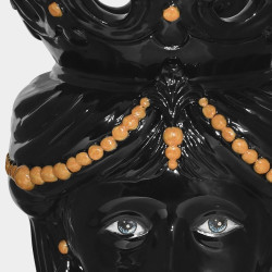 Moor heads sicily ceramic h 40 Black Line with orange beads woman